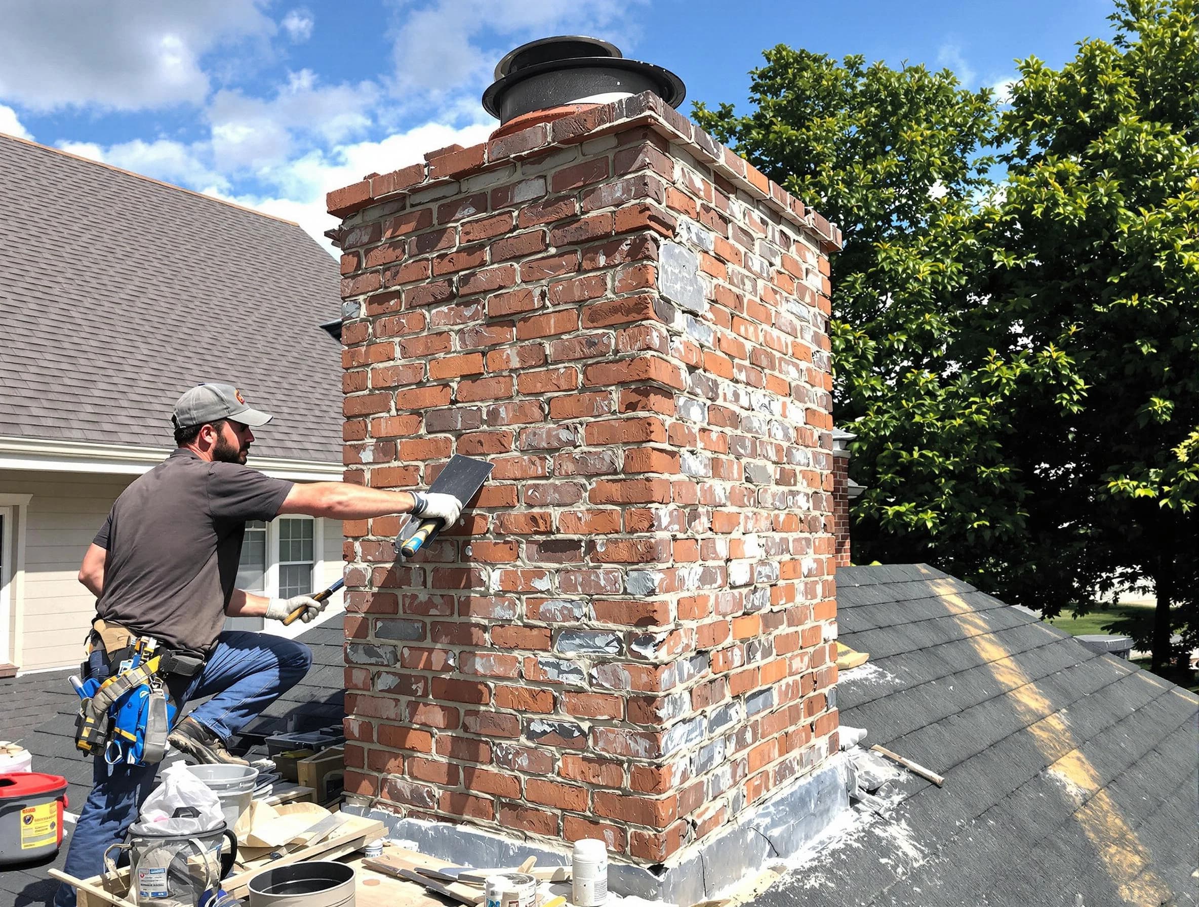 Completed chimney rebuild by White House Chimney Sweep in White House, TN