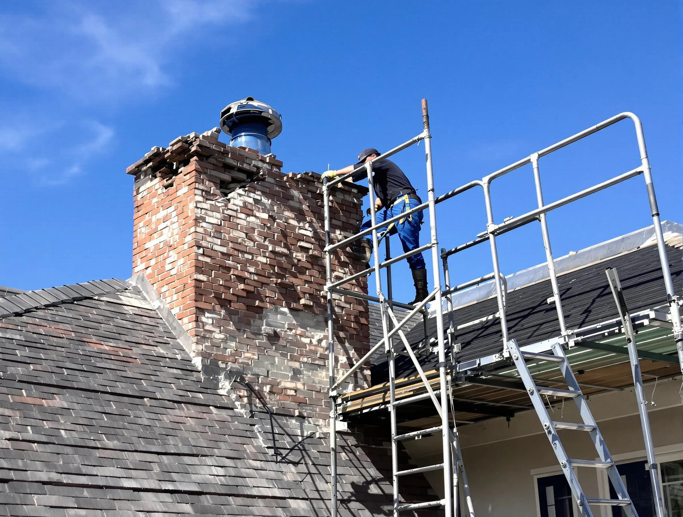 Rebuilding a chimney structure by White House Chimney Sweep in White House, TN