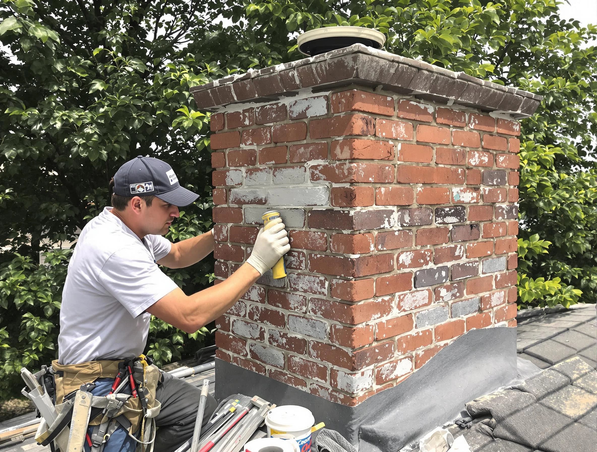 White House Chimney Sweep restoring an aging chimney in White House, TN