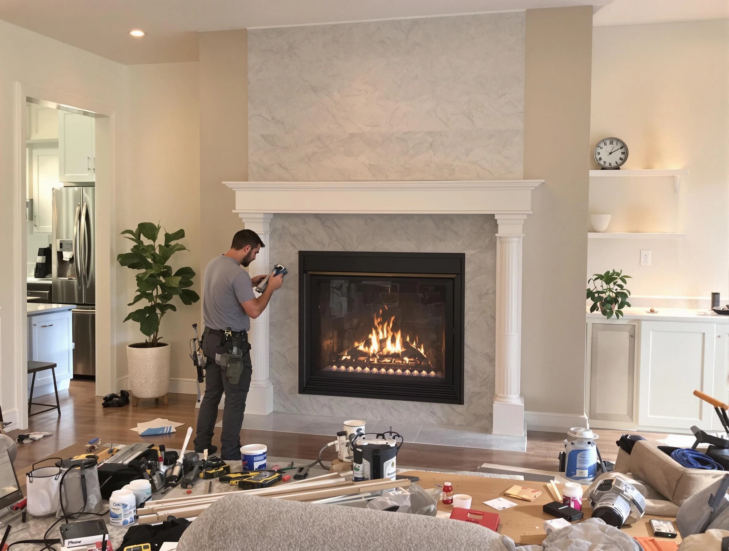 Newly installed fireplace by White House Chimney Sweep in White House, TN