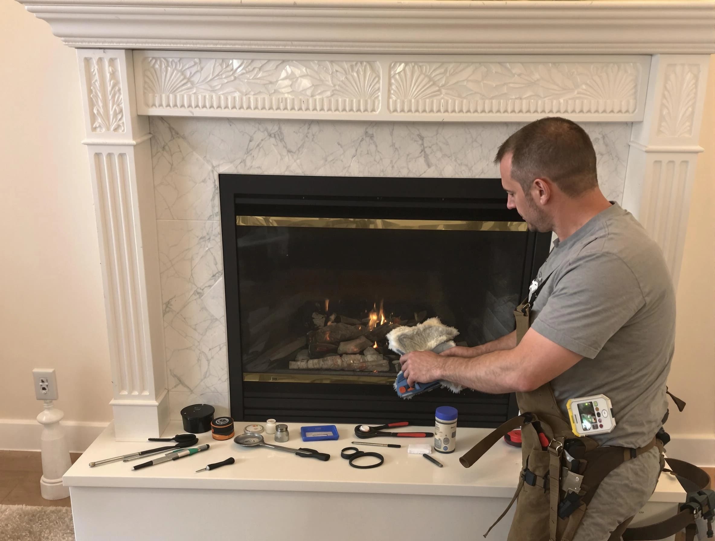 White House Chimney Sweep performing fireplace maintenance in White House, TN