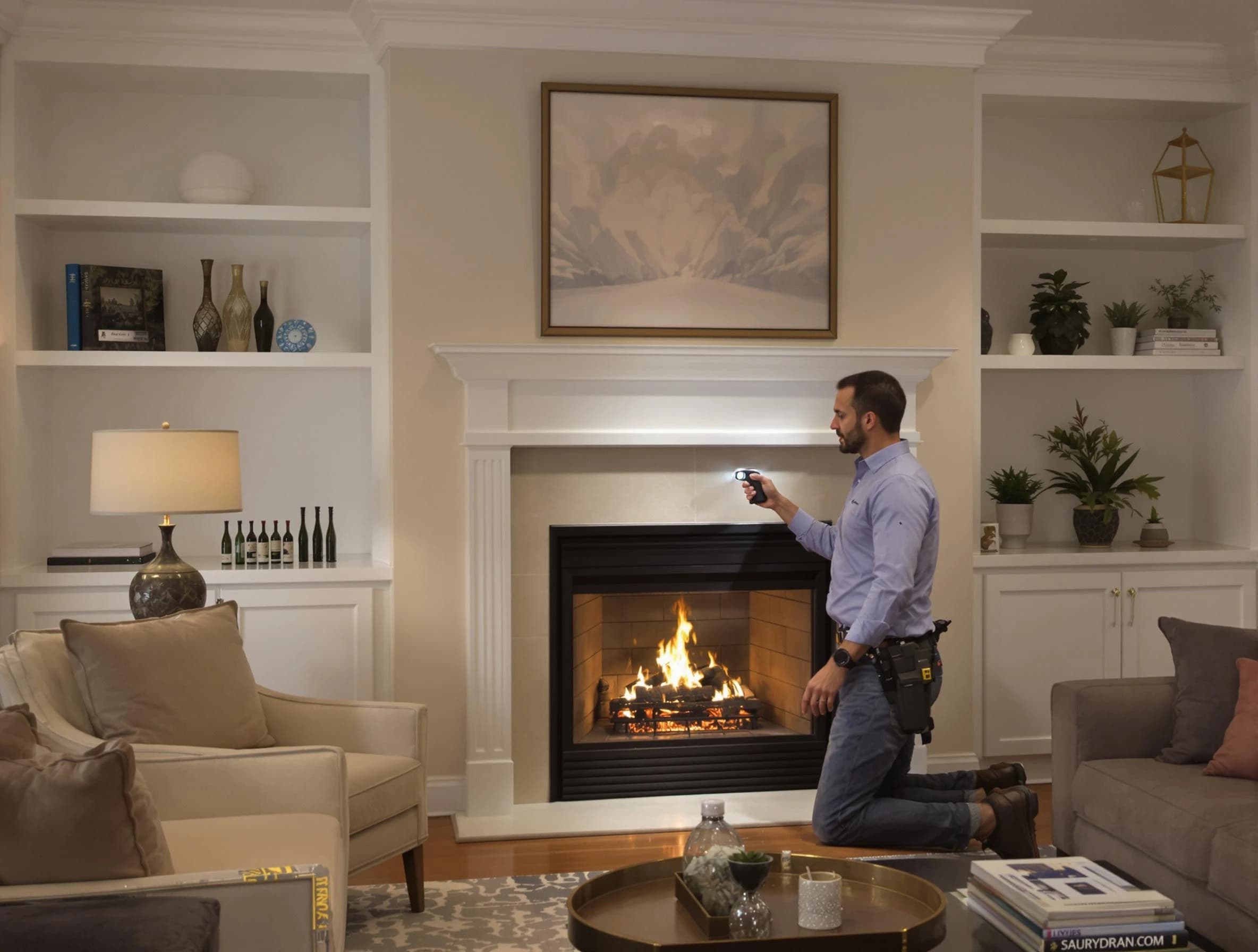 White House Chimney Sweep conducting a fireplace safety inspection in White House, TN