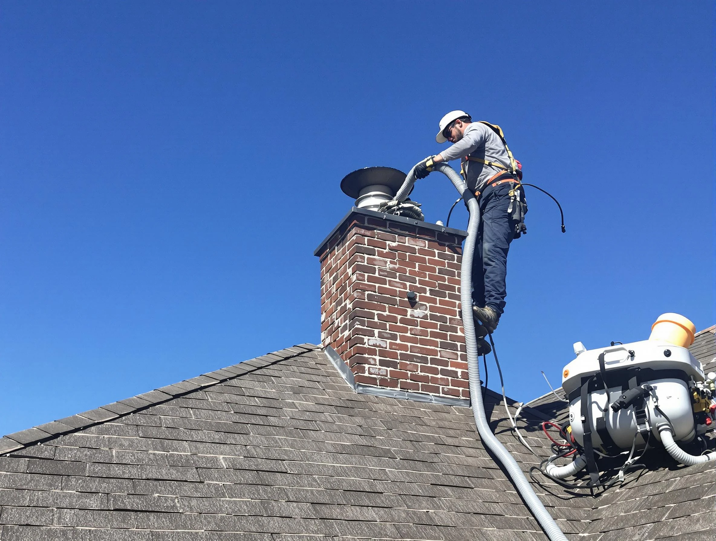 Dedicated White House Chimney Sweep team member cleaning a chimney in White House, TN