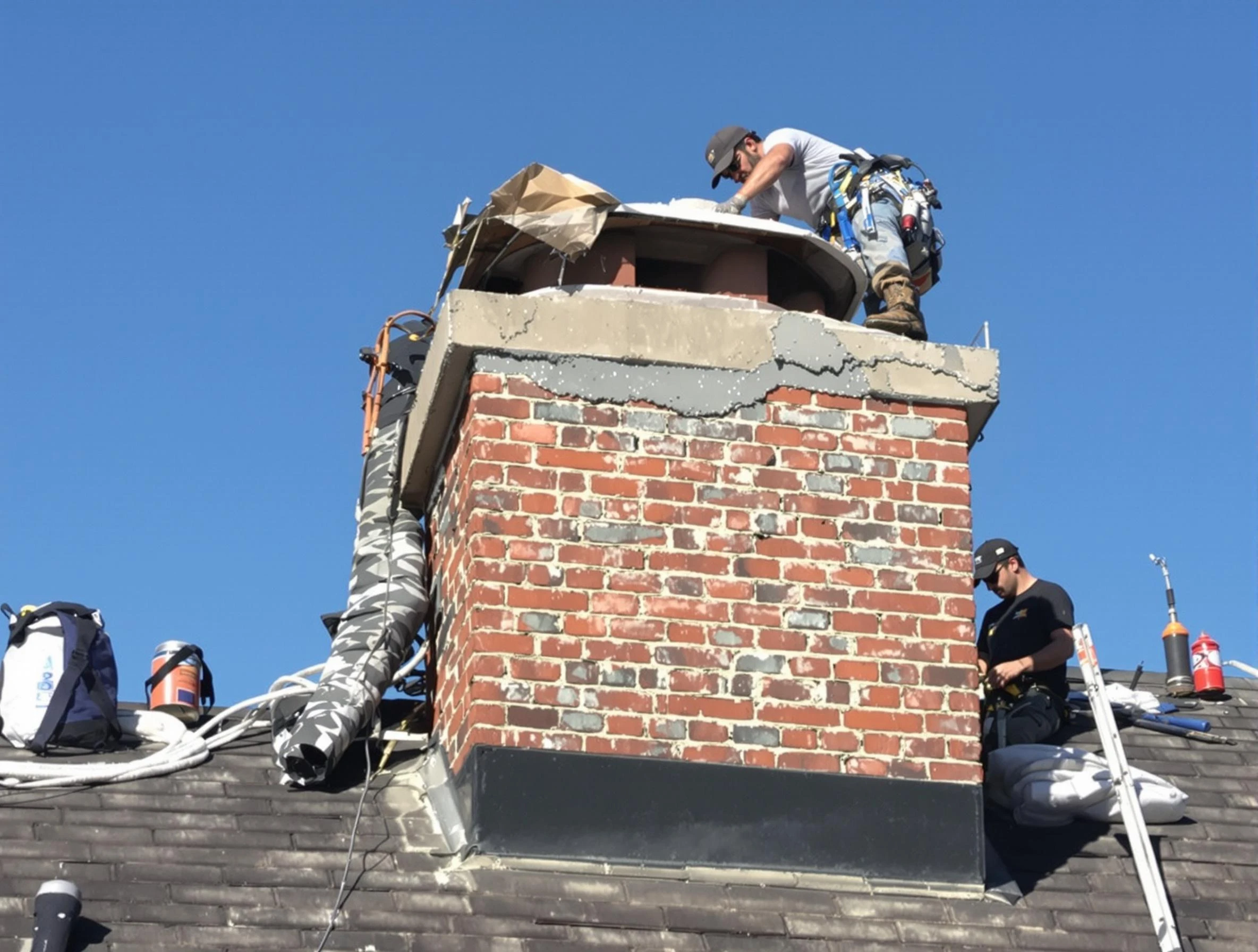 White House Chimney Sweep installing a custom chimney crown in White House, TN