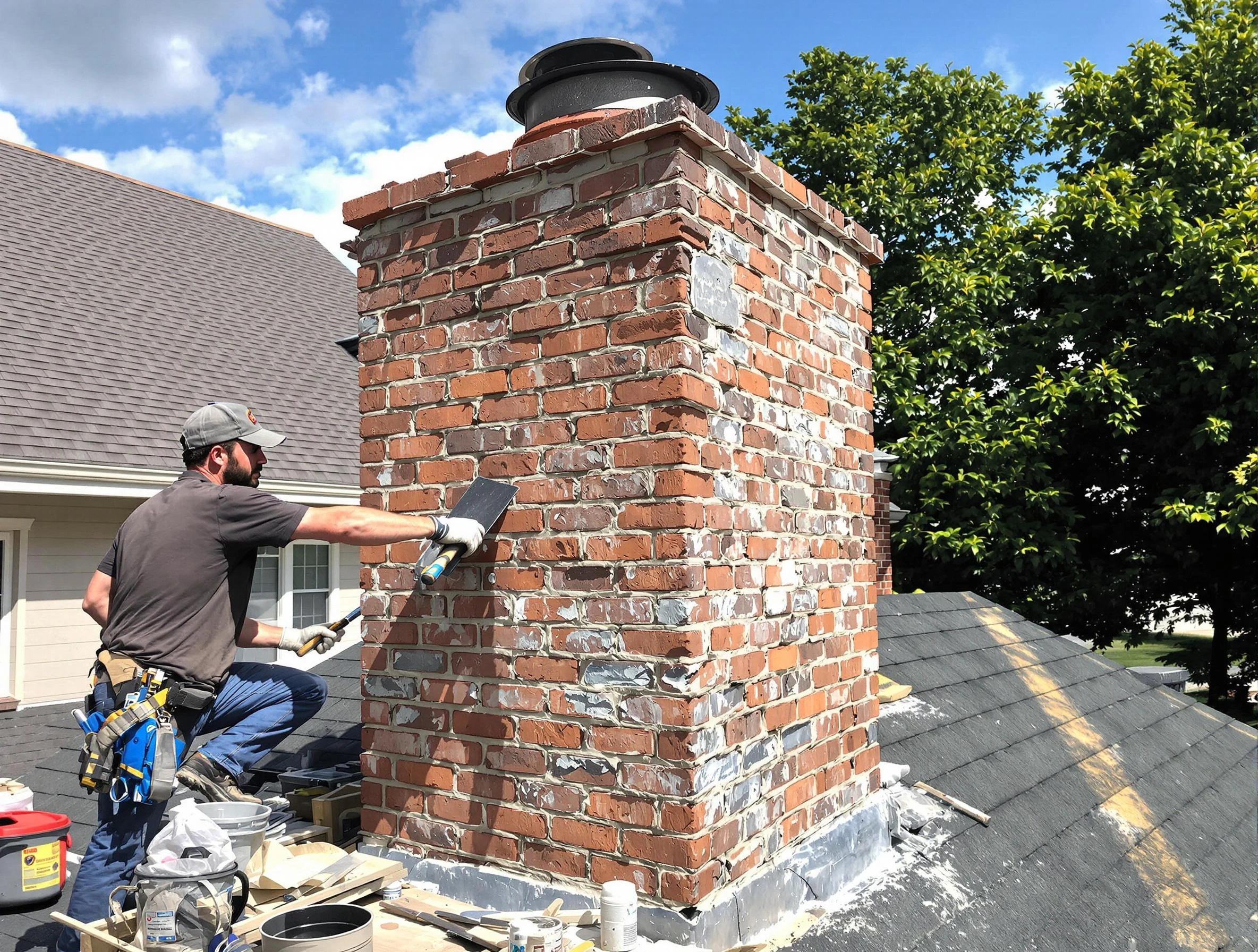 Completed chimney rebuild by White House Chimney Sweep in White House, TN