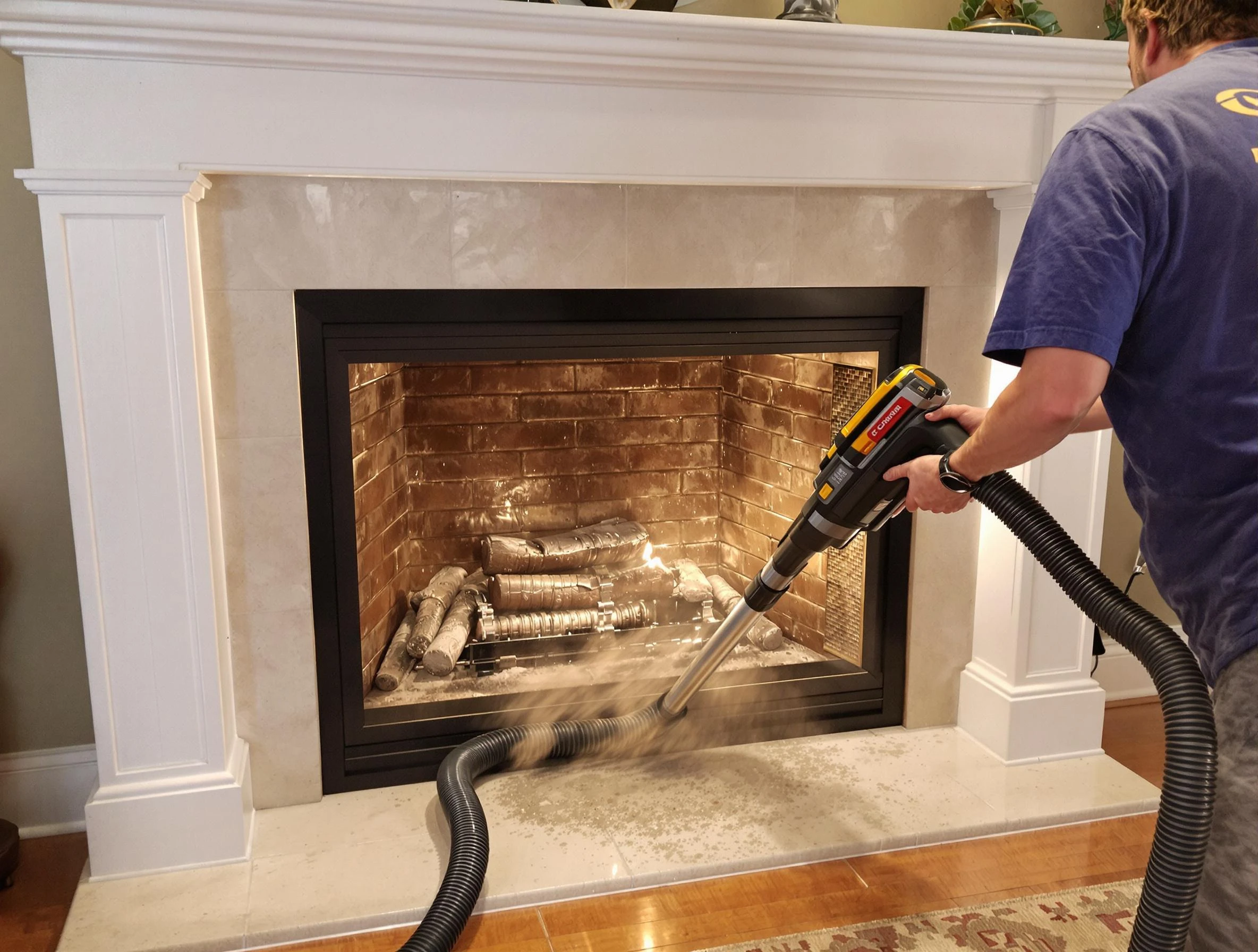 Fireplace cleaning performed by White House Chimney Sweep in White House, TN