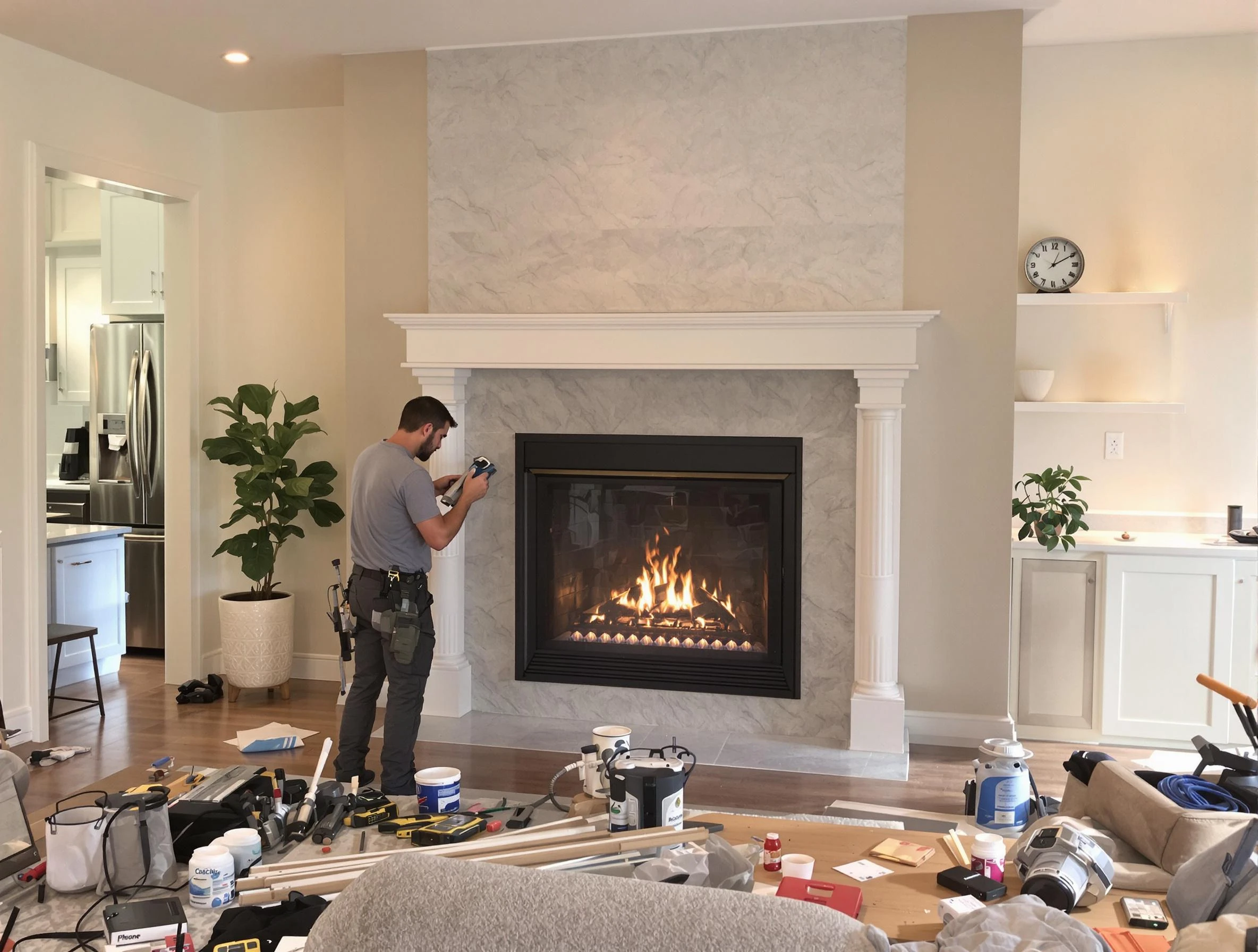 Newly installed fireplace by White House Chimney Sweep in White House, TN