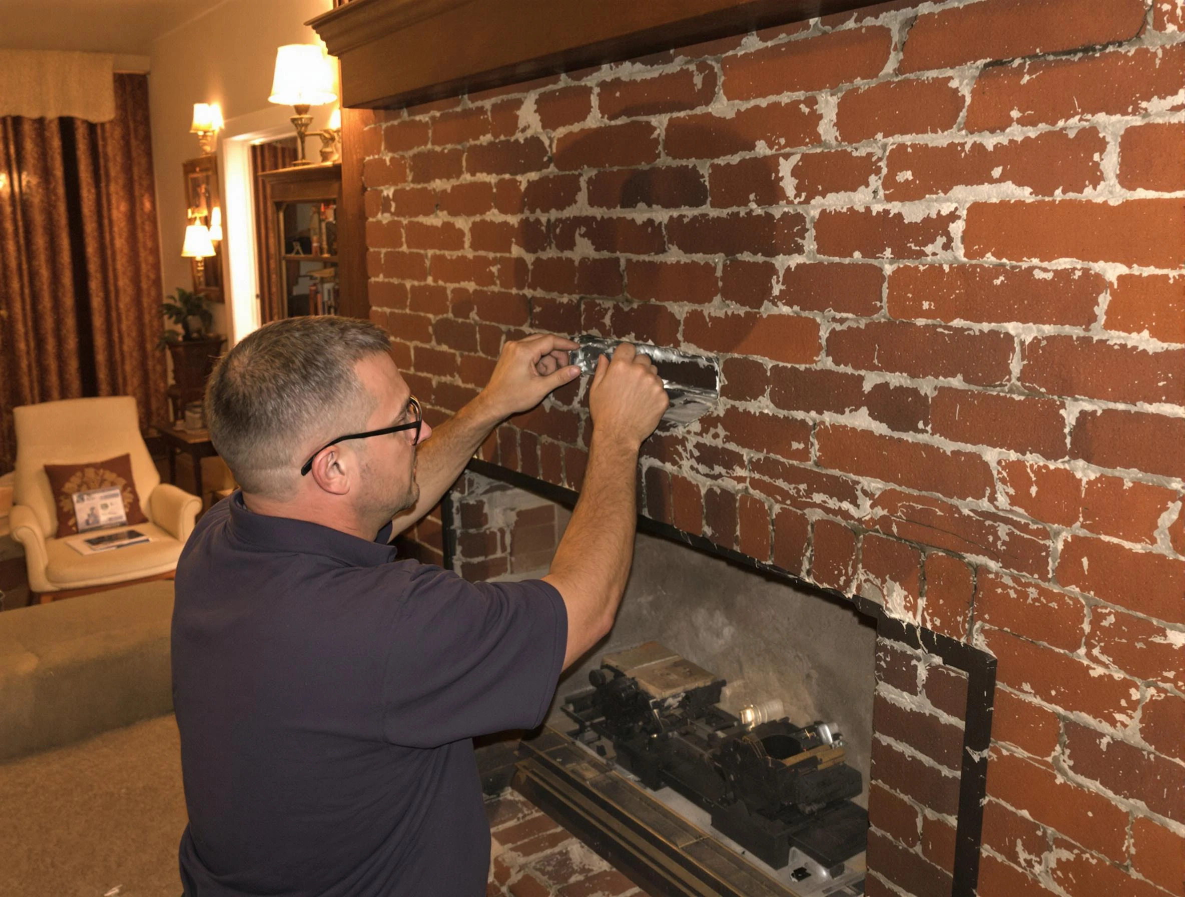 White House Chimney Sweep expert fixing a fireplace in White House, TN